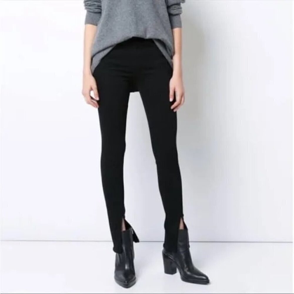 Rag & Bone Yuki Skinny in Coal Bar split front.  Size 30